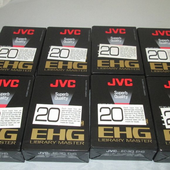8 New JVC EHG Library Master 20 min Compact Video Cassettes - Picture 1 of 1